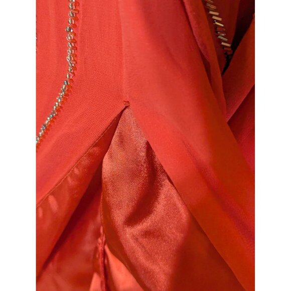 Pink Beaded Silk Gown With Spaghetti Straps & Sparkling Design Size 10 - Picture 9 of 11